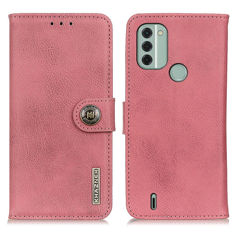 KHAZNEH Custodia per telefono in pelle a conchiglia orizzontale con trama in pelle bovina, For Nokia C31, For Samsung Galaxy A34 5G