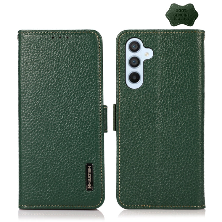 KHAZNEH Custodia per telefono RFID in vera pelle Litchi magnetica laterale, For Samsung Galaxy A54 5G