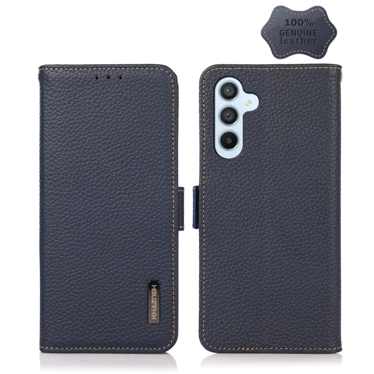 KHAZNEH Custodia per telefono RFID in vera pelle Litchi magnetica laterale, For Samsung Galaxy A54 5G