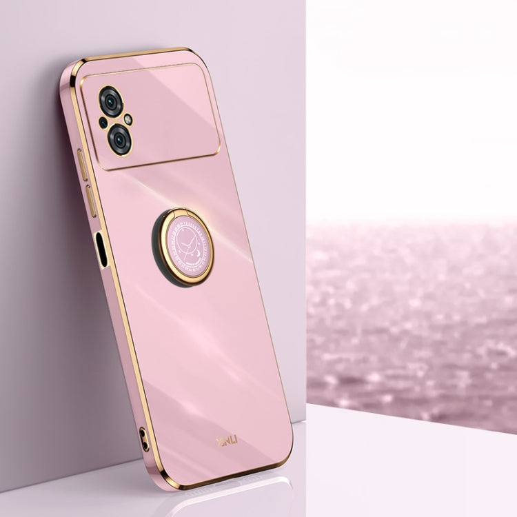 XINLI custodia per telefono in TPU elettrolitico con bordo dritto 6D con supporto per anello, For Xiaomi Poco M4 5G, For Xiaomi Poco M4 Pro, For Xiaomi Poco C40