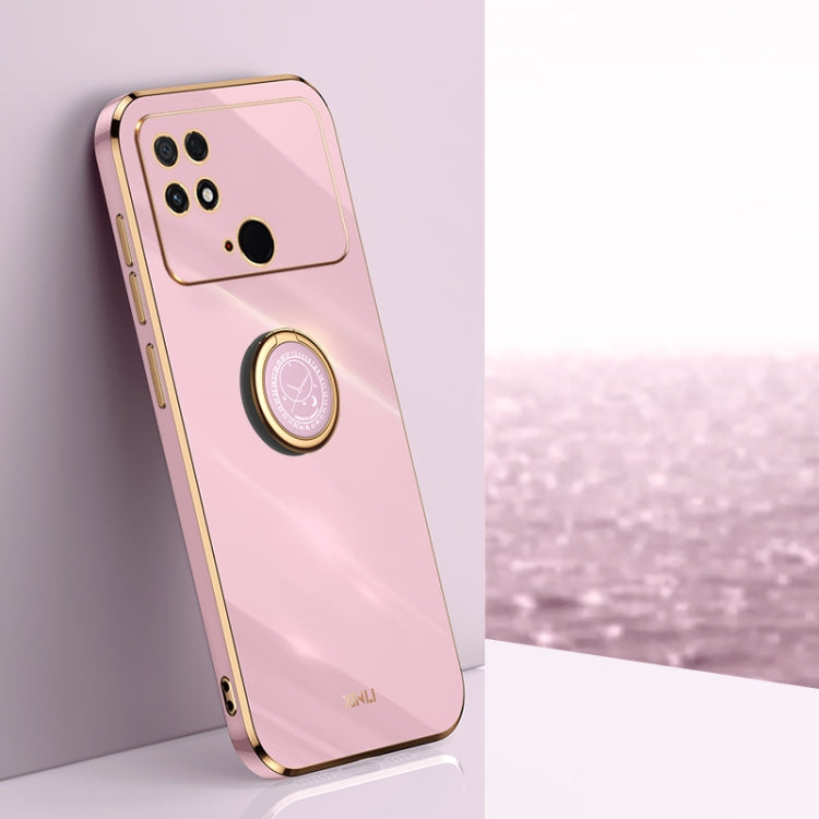 XINLI custodia per telefono in TPU elettrolitico con bordo dritto 6D con supporto per anello, For Xiaomi Poco M4 5G, For Xiaomi Poco M4 Pro, For Xiaomi Poco C40