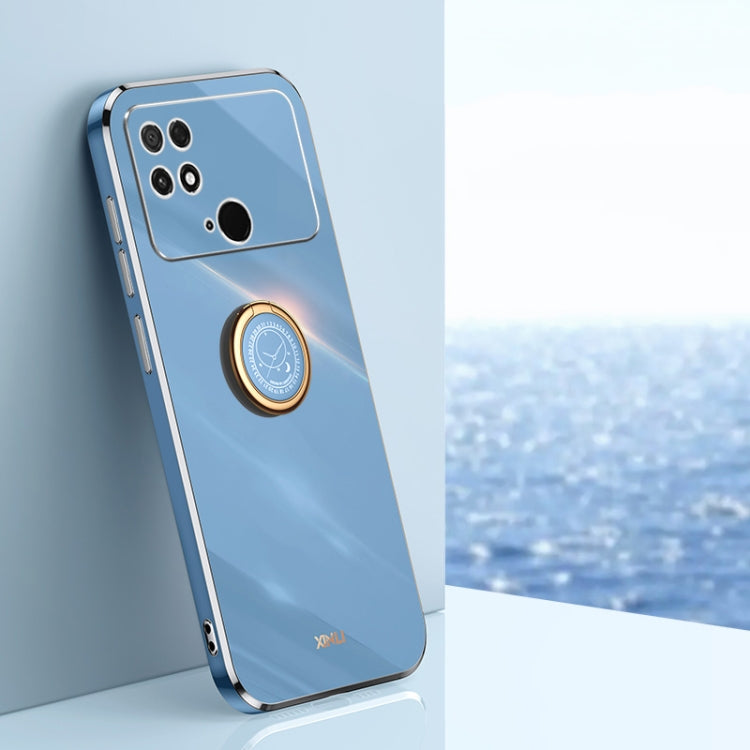 XINLI custodia per telefono in TPU elettrolitico con bordo dritto 6D con supporto per anello, For Xiaomi Poco M4 5G, For Xiaomi Poco M4 Pro, For Xiaomi Poco C40