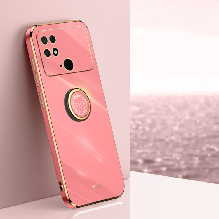 XINLI custodia per telefono in TPU elettrolitico con bordo dritto 6D con supporto per anello, For Xiaomi Poco M4 5G, For Xiaomi Poco M4 Pro, For Xiaomi Poco C40