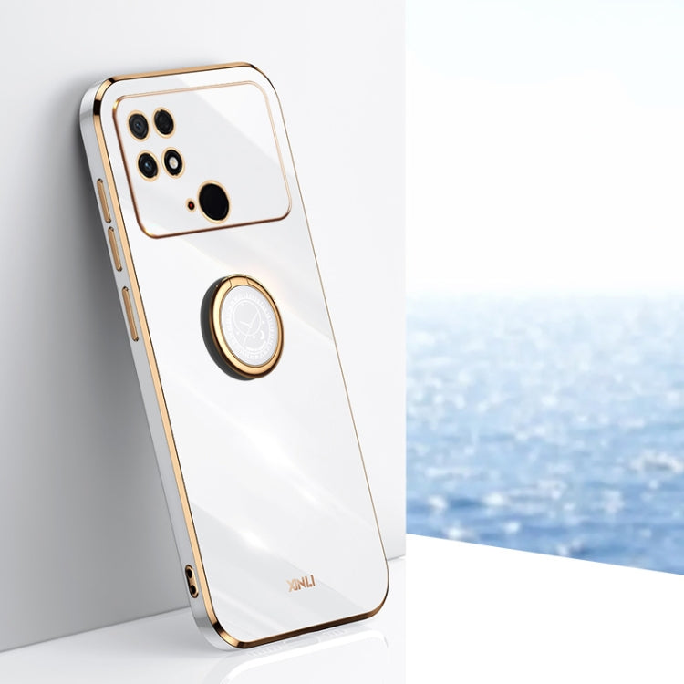 XINLI custodia per telefono in TPU elettrolitico con bordo dritto 6D con supporto per anello, For Xiaomi Poco M4 5G, For Xiaomi Poco M4 Pro, For Xiaomi Poco C40