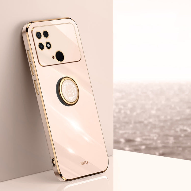 XINLI custodia per telefono in TPU elettrolitico con bordo dritto 6D con supporto per anello, For Xiaomi Poco M4 5G, For Xiaomi Poco M4 Pro, For Xiaomi Poco C40