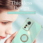 XINLI custodia per telefono in TPU elettrolitico con bordo dritto 6D con supporto per anello, For Xiaomi 12, For Xiaomi 12T Pro, For Xiaomi 12 Lite