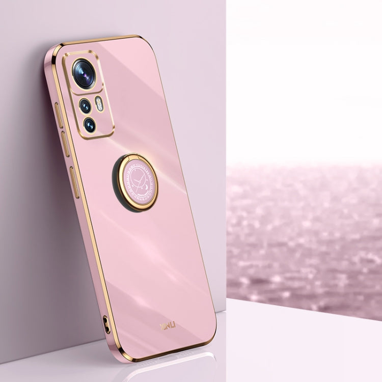 XINLI custodia per telefono in TPU elettrolitico con bordo dritto 6D con supporto per anello, For Xiaomi 12, For Xiaomi 12T Pro, For Xiaomi 12 Lite