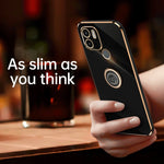 XINLI custodia per telefono in TPU elettrolitico con bordo dritto 6D con supporto per anello, For Xiaomi Redmi A1+, For Xiaomi Redmi 10A, For Xiaomi Redmi 10C