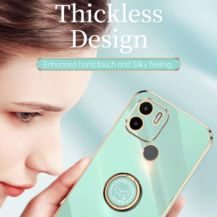 XINLI custodia per telefono in TPU elettrolitico con bordo dritto 6D con supporto per anello, For Xiaomi Redmi A1+, For Xiaomi Redmi 10A, For Xiaomi Redmi 10C