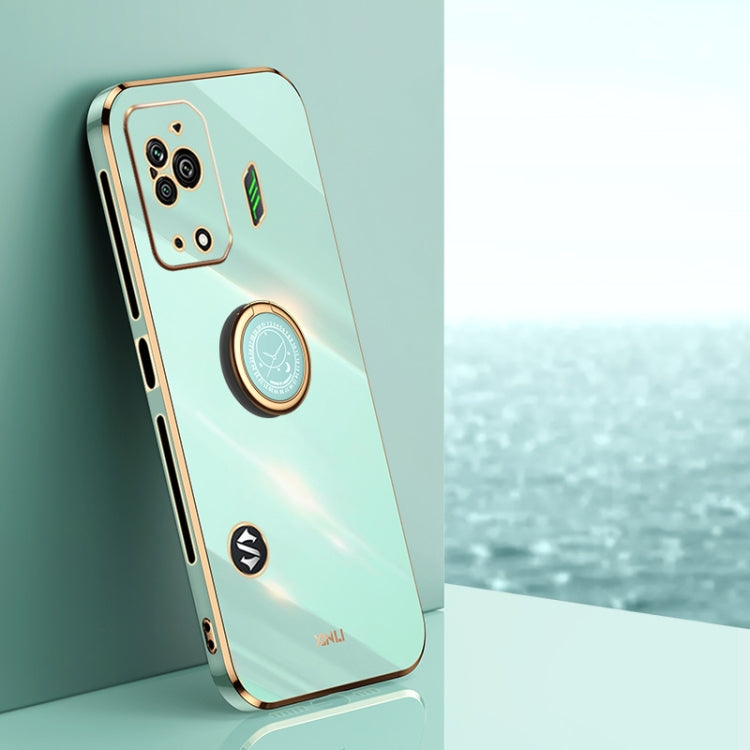 XINLI custodia per telefono in TPU elettrolitico con bordo dritto 6D con supporto per anello, For Xiaomi Black Shark 5, For Xiaomi Black Shark 5 Pro