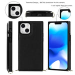 Custodia per telefono con portafoglio a portafoglio con doppia fibbia quadrata a tracolla, For iPhone 14, For iPhone 14 Plus, For iPhone 14 Pro, For iPhone 14 Pro Max