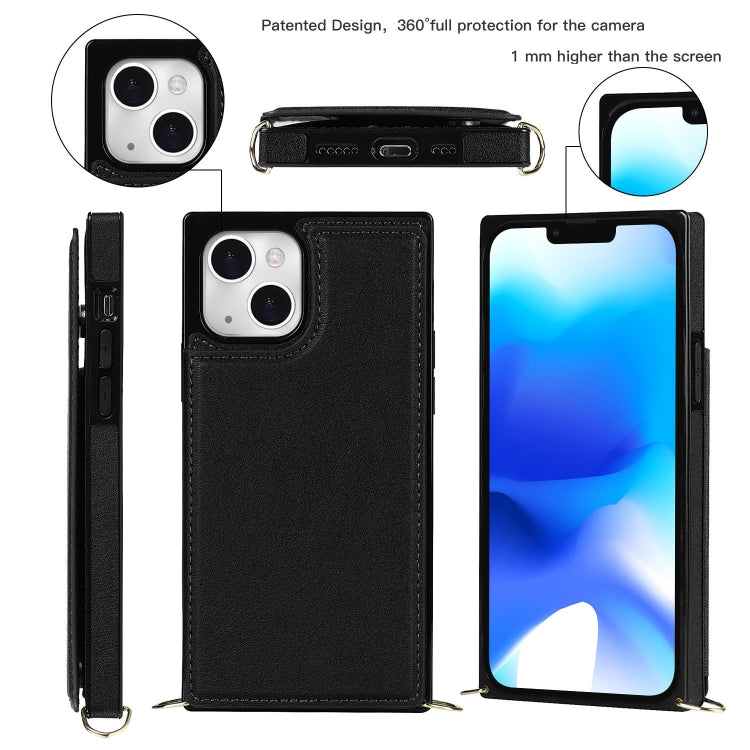 Custodia per telefono con portafoglio a portafoglio con doppia fibbia quadrata a tracolla, For iPhone 14, For iPhone 14 Plus, For iPhone 14 Pro, For iPhone 14 Pro Max