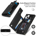 Custodia per telefono con portafoglio a portafoglio con doppia fibbia quadrata a tracolla, For iPhone 14, For iPhone 14 Plus, For iPhone 14 Pro, For iPhone 14 Pro Max