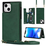 Custodia per telefono con portafoglio a portafoglio con doppia fibbia quadrata a tracolla, For iPhone 14, For iPhone 14 Plus, For iPhone 14 Pro, For iPhone 14 Pro Max