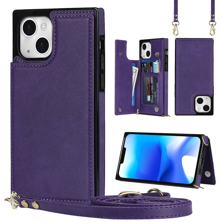 Custodia per telefono con portafoglio a portafoglio con doppia fibbia quadrata a tracolla, For iPhone 14, For iPhone 14 Plus, For iPhone 14 Pro, For iPhone 14 Pro Max