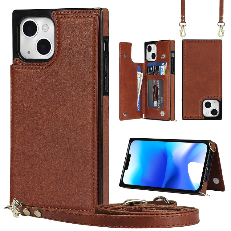 Custodia per telefono con portafoglio a portafoglio con doppia fibbia quadrata a tracolla, For iPhone 14, For iPhone 14 Plus, For iPhone 14 Pro, For iPhone 14 Pro Max