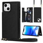 Custodia per telefono con portafoglio a portafoglio con doppia fibbia quadrata a tracolla, For iPhone 14, For iPhone 14 Plus, For iPhone 14 Pro, For iPhone 14 Pro Max