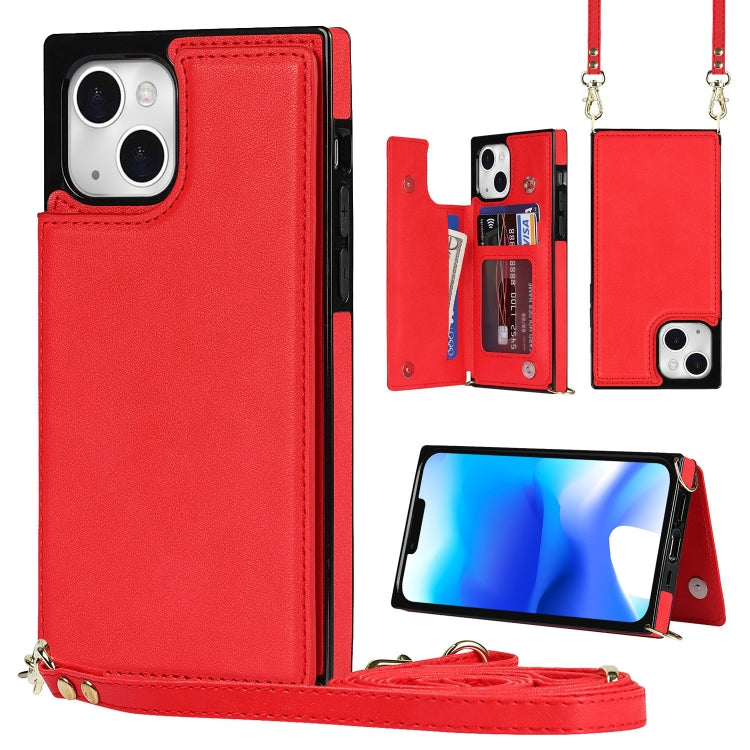 Custodia per telefono con portafoglio a portafoglio con doppia fibbia quadrata a tracolla, For iPhone 14, For iPhone 14 Plus, For iPhone 14 Pro, For iPhone 14 Pro Max