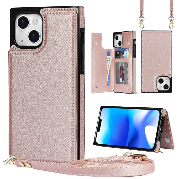 Custodia per telefono con portafoglio a portafoglio con doppia fibbia quadrata a tracolla, For iPhone 14, For iPhone 14 Plus, For iPhone 14 Pro, For iPhone 14 Pro Max