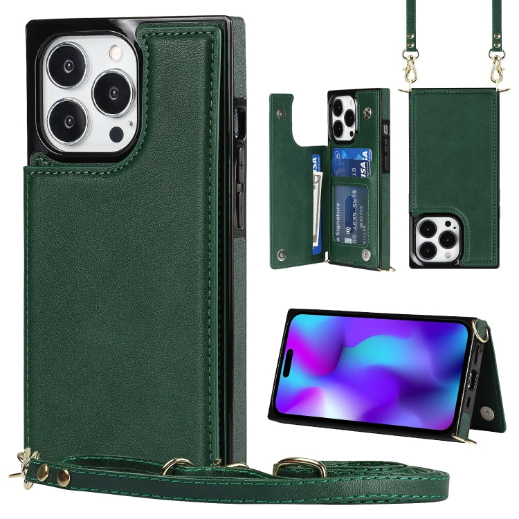 Custodia per telefono con portafoglio a portafoglio con doppia fibbia quadrata a tracolla, For iPhone 14, For iPhone 14 Plus, For iPhone 14 Pro, For iPhone 14 Pro Max