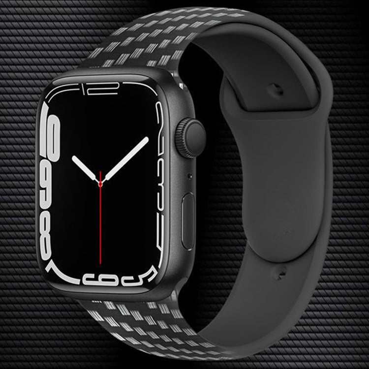 Cinturino in silicone in fibra di carbonio, For Apple Watch Ultra 49mm / Series 8&745mm / SE 2&6&SE&5&4 44mm / 3&2&1 42mm, For Apple Watch Series 8&7 41mm / SE&SE&5&4 40mm / 3&2&1 38mm