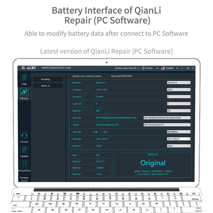 Modulo Batteria per Programmatore Qianli iCopy Plus 2.2