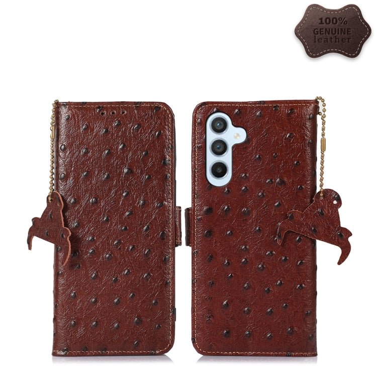 Custodia per telefono RFID in vera pelle con motivo di struzzo, For Realme 10 4G, For Realme 10 Pro 5G, For Samsung Galaxy A34 5G