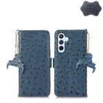 Custodia per telefono RFID in vera pelle con motivo di struzzo, For Realme 10 4G, For Realme 10 Pro 5G, For Samsung Galaxy A34 5G