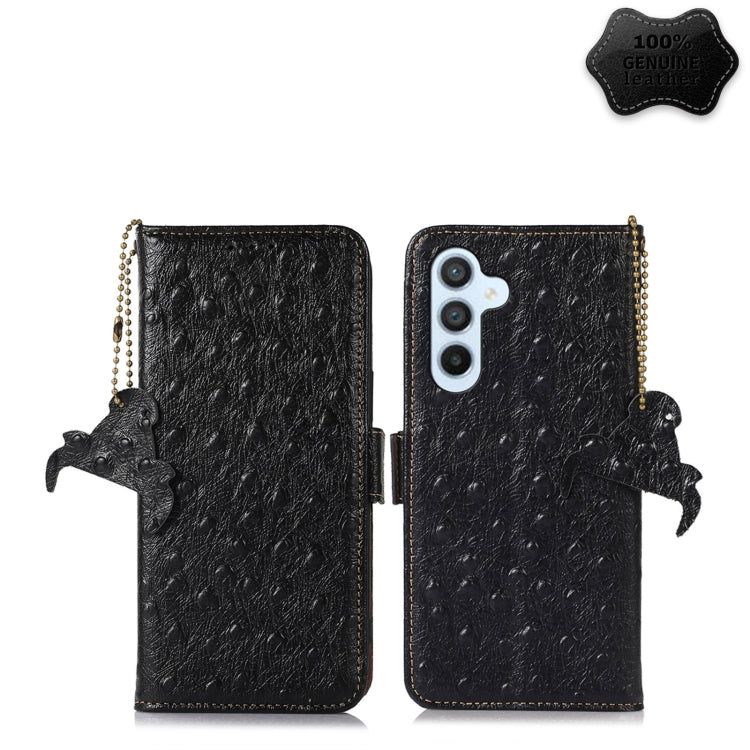 Custodia per telefono RFID in vera pelle con motivo di struzzo, For Realme 10 4G, For Realme 10 Pro 5G, For Samsung Galaxy A34 5G