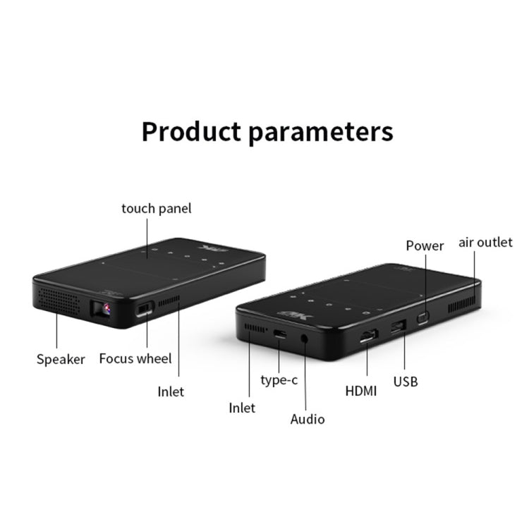Mini proiettore S90 DLP Android 9.0 1GB+8GB Wi-Fi 4K