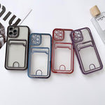 Custodia per telefono con slot per schede con cornice galvanica, For iPhone 13 Pro Max, For iPhone 12, For iPhone 12 Pro, For iPhone 12 Pro Max