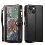 ESEBLE Star Series Lanyard Zipper Wallet Custodia in pelle RFID, For iPhone 14 Pro Max, For iPhone 14 Pro, For iPhone 14, For iPhone 14 Plus, For iPhone 13 Pro Max, For iPhone 13 Pro, For iPhone 13, For iPhone 12 Pro Max