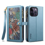 ESEBLE Star Series Lanyard Zipper Wallet Custodia in pelle RFID, For iPhone 12 Pro, For iPhone 12, For iPhone 11 Pro Max, For iPhone 11 Pro, For iPhone 11, For iPhone SE 2022 / SE 2020 / 8 / 7, For iPhone XS Max, For iPhone XS / X