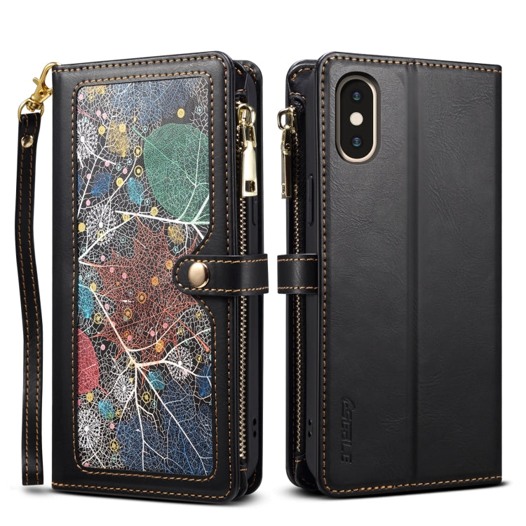 ESEBLE Star Series Lanyard Zipper Wallet Custodia in pelle RFID, For iPhone 12 Pro, For iPhone 12, For iPhone 11 Pro Max, For iPhone 11 Pro, For iPhone 11, For iPhone SE 2022 / SE 2020 / 8 / 7, For iPhone XS Max, For iPhone XS / X