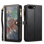 ESEBLE Star Series Lanyard Zipper Wallet Custodia in pelle RFID, For iPhone XR, For iPhone 8 Plus / 7 Plus, For iPhone 6s / 6, For iPhone 6s Plus / 6 Plus