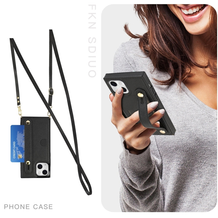 Custodia per cellulare con portacarte con cinturino da polso a tracolla, For iPhone 14, For iPhone 14 Plus, For iPhone 14 Pro, For iPhone 14 Pro Max