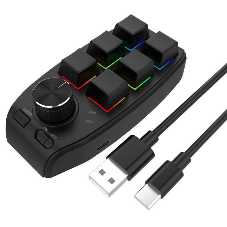 Tastiera meccanica personalizzata RGB 6 tasti 1 manopola Programmazione Tastiera da gioco, USB Wired, Bluetooth Wireless