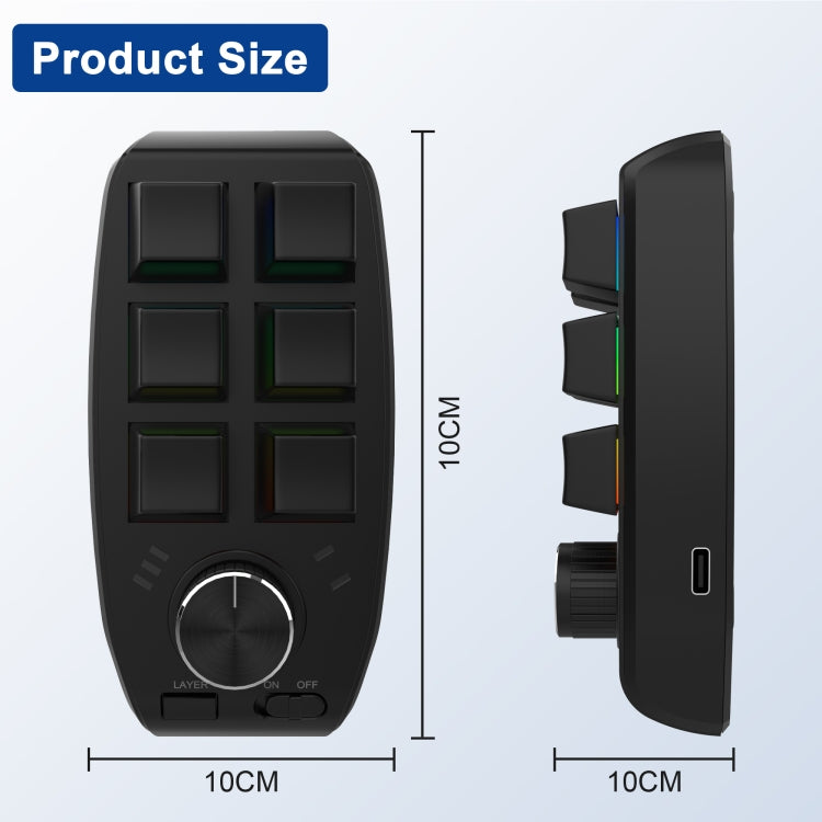 Tastiera meccanica personalizzata RGB 6 tasti 1 manopola Programmazione Tastiera da gioco, USB Wired, Bluetooth Wireless