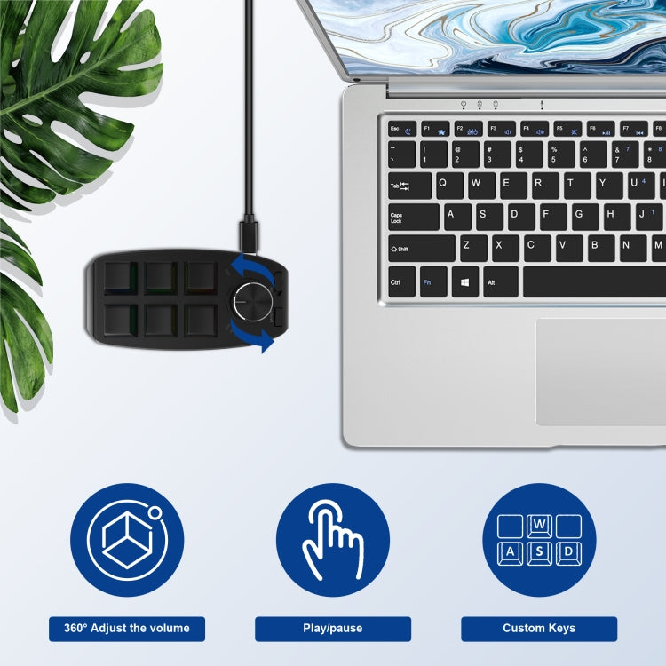 Tastiera meccanica personalizzata RGB 6 tasti 1 manopola Programmazione Tastiera da gioco, USB Wired, Bluetooth Wireless