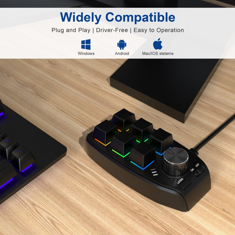 Tastiera meccanica personalizzata RGB 6 tasti 1 manopola Programmazione Tastiera da gioco, USB Wired, Bluetooth Wireless