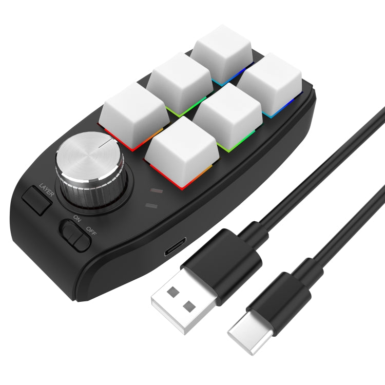Tastiera meccanica personalizzata RGB 6 tasti 1 manopola Programmazione Tastiera da gioco, USB Wired, Bluetooth Wireless