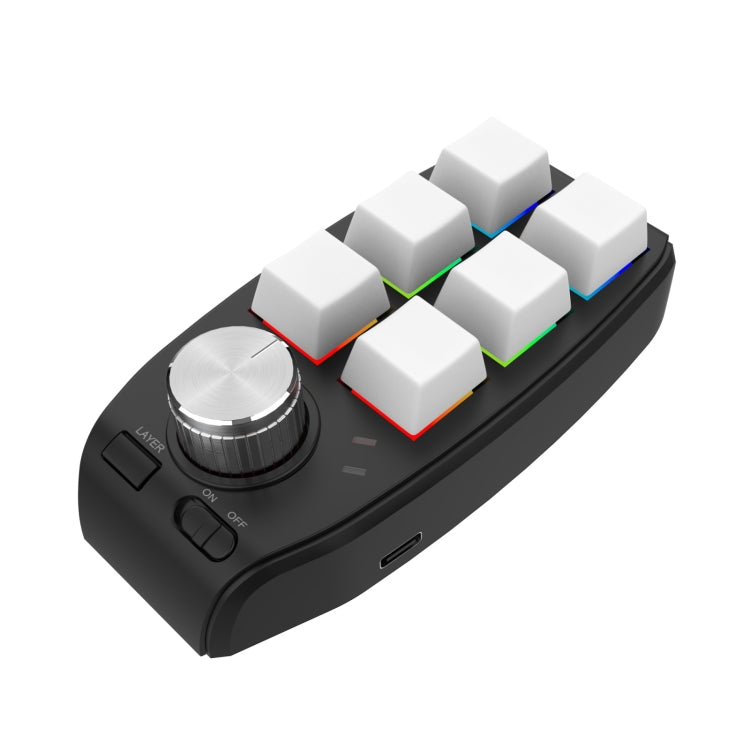 Tastiera meccanica personalizzata RGB 6 tasti 1 manopola Programmazione Tastiera da gioco, USB Wired, Bluetooth Wireless