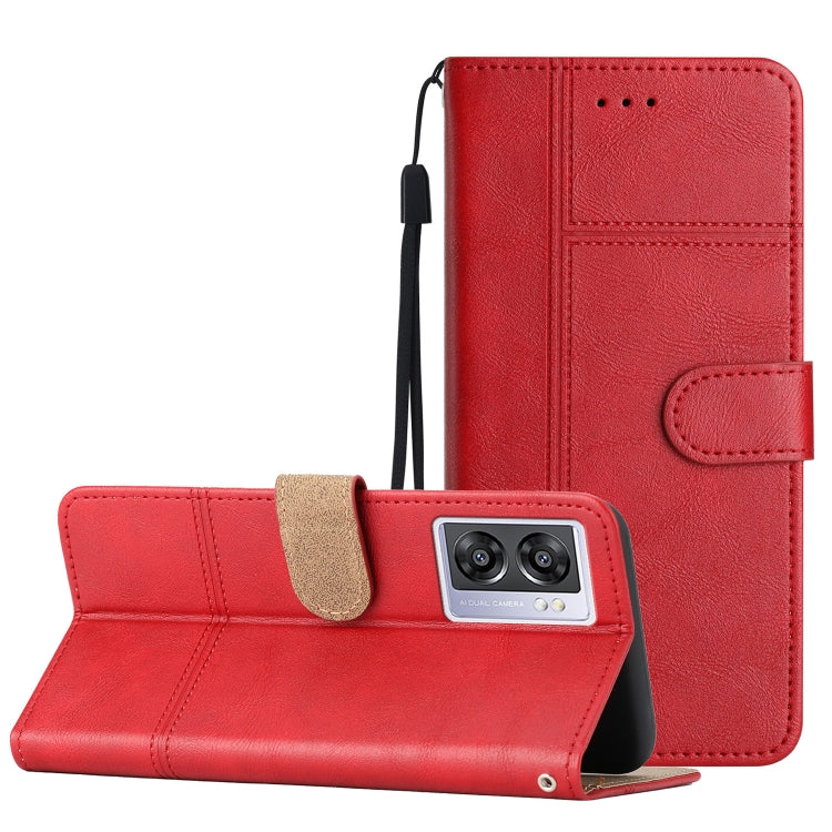 Cassa del telefono in pelle di pelle bovina stile business, For OPPO A77 5G, For OPPO A76, For OPPO A74 5G / A54 5G, For OPPO A57 2022 / A77 5G