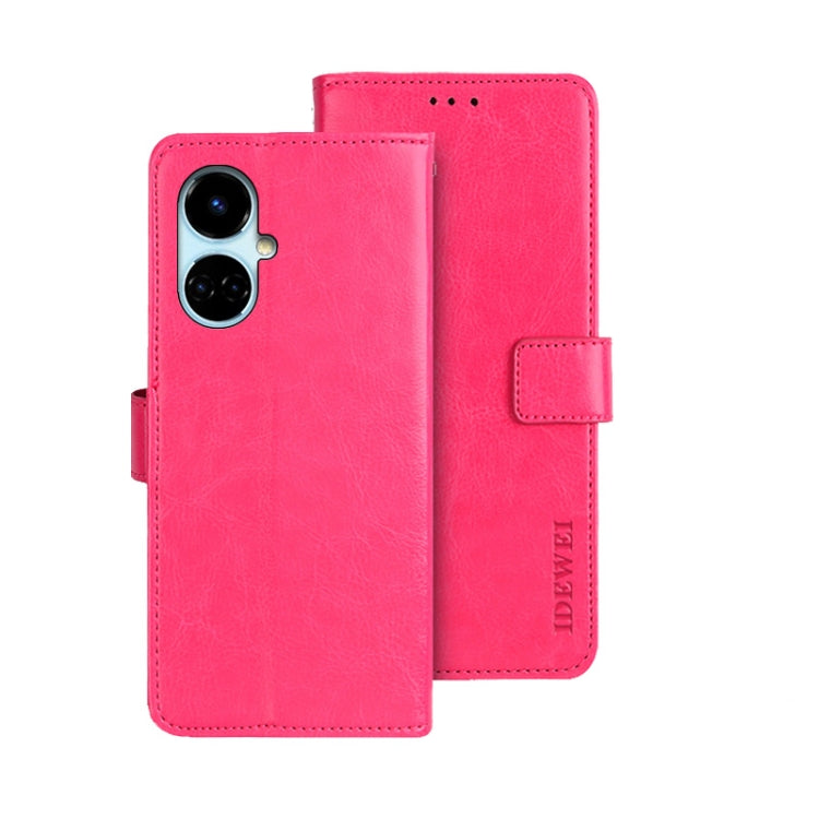 idewei Custodia per telefono in pelle con texture Crazy Horse, For Tecno Camon 19, For Tecno Pova 3, For Tecno Pova Neo 2