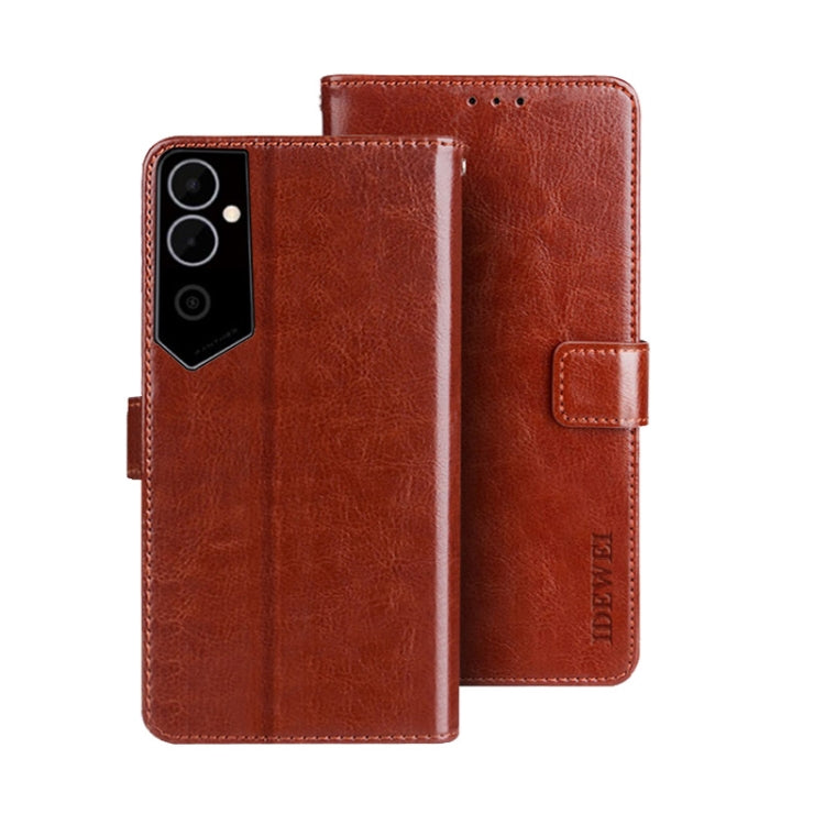 idewei Custodia per telefono in pelle con texture Crazy Horse, For Tecno Camon 19, For Tecno Pova 3, For Tecno Pova Neo 2
