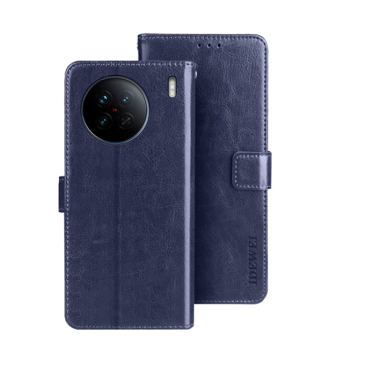 idewei Custodia per telefono in pelle con texture Crazy Horse, For vivo X90, For vivo X90 Pro, For vivo X90 Pro+