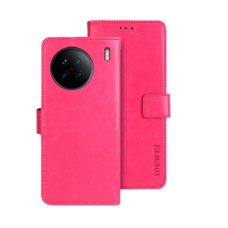 idewei Custodia per telefono in pelle con texture Crazy Horse, For vivo X90, For vivo X90 Pro, For vivo X90 Pro+