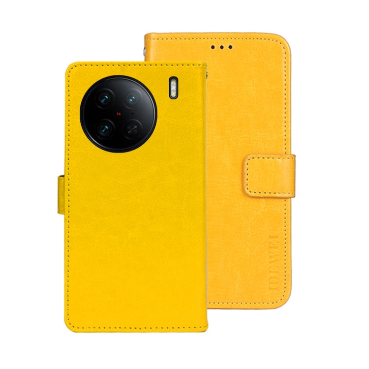 idewei Custodia per telefono in pelle con texture Crazy Horse, For vivo X90, For vivo X90 Pro, For vivo X90 Pro+