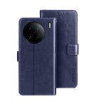 idewei Custodia per telefono in pelle con texture Crazy Horse, For vivo X90, For vivo X90 Pro, For vivo X90 Pro+