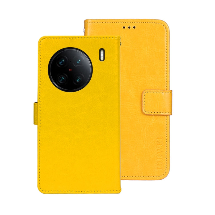 idewei Custodia per telefono in pelle con texture Crazy Horse, For vivo X90, For vivo X90 Pro, For vivo X90 Pro+
